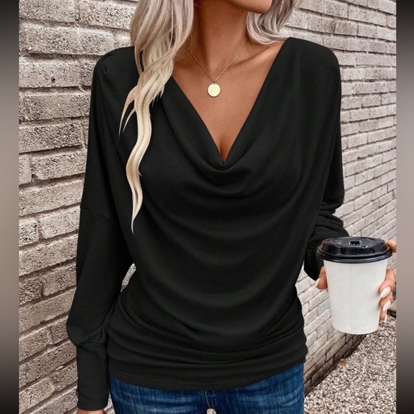 Boho draped front batwing sleeve top - Picture 2 of 15